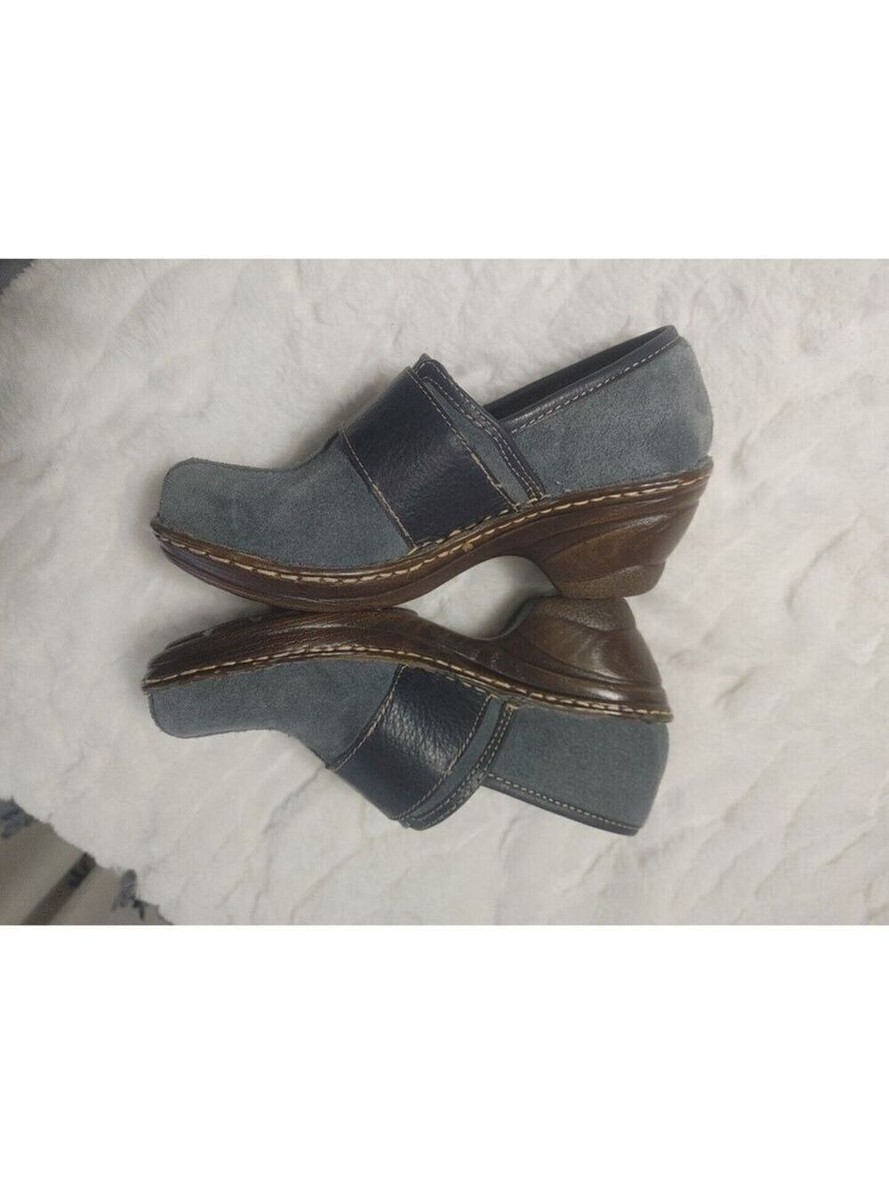 Softspots Womens Blue Suede Leather Slip On Shoes 8M Two Tone - Picture 2 of 10